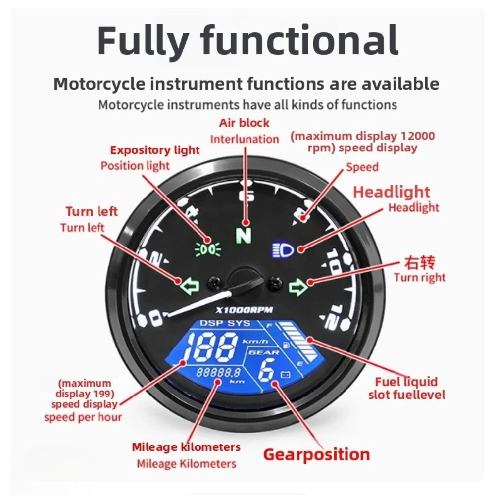 Universal Motorcycle Meter Spe - Motorcycle Gear Indicator ulasan dan harga